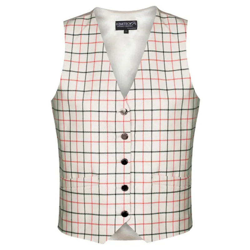 Equetech Ladies Classic Tattersal Check Waistcoat Red/Black Check